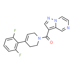 ChemSpider 2D Image | [4-(2,6-Difluorophenyl)-3,6-dihydro-1(2H)-pyridinyl](pyrazolo[1,5-a]pyrazin-3-yl)methanone | C18H14F2N4O