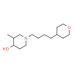 ChemSpider 2D Image | 3-Methyl-1-[4-(tetrahydro-2H-pyran-4-yl)butyl]-4-piperidinol | C15H29NO2