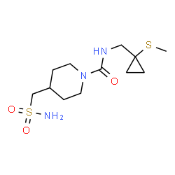 ChemSpider 2D Image | N-{[1-(Methylsulfanyl)cyclopropyl]methyl}-4-(sulfamoylmethyl)-1-piperidinecarboxamide | C12H23N3O3S2
