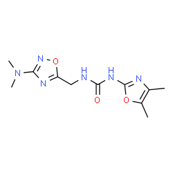 ChemSpider 2D Image | 1-{[3-(Dimethylamino)-1,2,4-oxadiazol-5-yl]methyl}-3-(4,5-dimethyl-1,3-oxazol-2-yl)urea | C11H16N6O3