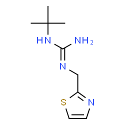ChemSpider 2D Image | 1-(2-Methyl-2-propanyl)-2-(1,3-thiazol-2-ylmethyl)guanidine | C9H16N4S