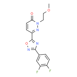ChemSpider 2D Image | 6-[3-(3,4-Difluorophenyl)-1,2,4-oxadiazol-5-yl]-2-(2-methoxyethyl)-3(2H)-pyridazinone | C15H12F2N4O3