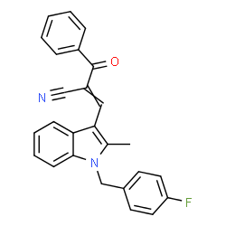 ChemSpider 2D Image | 2-Benzoyl-3-[1-(4-fluorobenzyl)-2-methyl-1H-indol-3-yl]acrylonitrile | C26H19FN2O