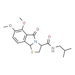 ChemSpider 2D Image | N-Isobutyl-6,7-dimethoxy-5-oxo-2,3,5,9b-tetrahydro[1,3]thiazolo[2,3-a]isoindole-3-carboxamide | C17H22N2O4S
