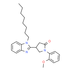 ChemSpider 2D Image | 1-(2-Methoxyphenyl)-4-(1-octyl-1H-benzimidazol-2-yl)-2-pyrrolidinone | C26H33N3O2