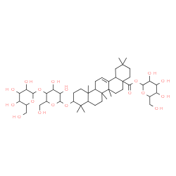 ChemSpider 2D Image | 1-O-{3-[(4-O-Hexopyranosylhexopyranosyl)oxy]-28-oxoolean-12-en-28-yl}hexopyranose | C48H78O18