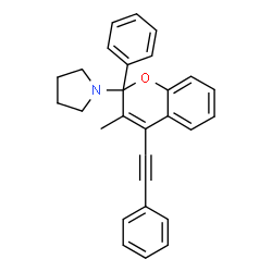 ChemSpider 2D Image | 1-[3-Methyl-2-phenyl-4-(phenylethynyl)-2H-chromen-2-yl]pyrrolidine | C28H25NO