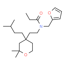 ChemSpider 2D Image | N-{2-[2,2-Dimethyl-4-(3-methylbutyl)tetrahydro-2H-pyran-4-yl]ethyl}-N-(2-furylmethyl)propanamide | C22H37NO3