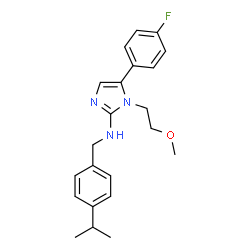 ChemSpider 2D Image | 5-(4-Fluorophenyl)-N-(4-isopropylbenzyl)-1-(2-methoxyethyl)-1H-imidazol-2-amine | C22H26FN3O