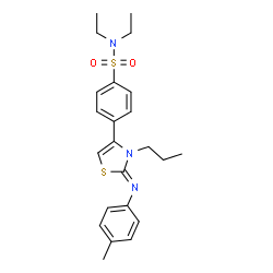 ChemSpider 2D Image | N,N-Diethyl-4-{(2Z)-2-[(4-methylphenyl)imino]-3-propyl-2,3-dihydro-1,3-thiazol-4-yl}benzenesulfonamide | C23H29N3O2S2