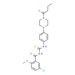 ChemSpider 2D Image | N-{[4-(4-Butyryl-1-piperazinyl)phenyl]carbamothioyl}-5-chloro-2-methoxybenzamide | C23H27ClN4O3S
