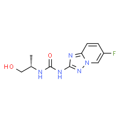 ChemSpider 2D Image | 1-(6-Fluoro[1,2,4]triazolo[1,5-a]pyridin-2-yl)-3-[(2S)-1-hydroxy-2-propanyl]urea | C10H12FN5O2