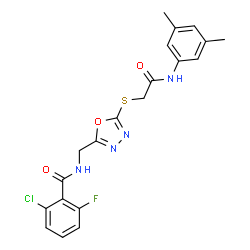 ChemSpider 2D Image | 2-Chloro-N-{[5-({2-[(3,5-dimethylphenyl)amino]-2-oxoethyl}sulfanyl)-1,3,4-oxadiazol-2-yl]methyl}-6-fluorobenzamide | C20H18ClFN4O3S