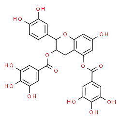ChemSpider 2D Image | 2-(3,4-Dihydroxyphenyl)-7-hydroxy-3,4-dihydro-2H-chromene-3,5-diyl bis(3,4,5-trihydroxybenzoate) | C29H22O14