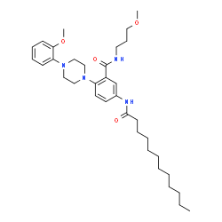 ChemSpider 2D Image | 5-(Dodecanoylamino)-2-[4-(2-methoxyphenyl)-1-piperazinyl]-N-(3-methoxypropyl)benzamide | C34H52N4O4