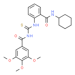 ChemSpider 2D Image | N-{[2-(Cyclohexylcarbamoyl)phenyl]carbamothioyl}-3,4,5-trimethoxybenzamide | C24H29N3O5S