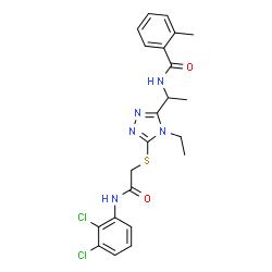 ChemSpider 2D Image | N-{1-[5-({2-[(2,3-Dichlorophenyl)amino]-2-oxoethyl}sulfanyl)-4-ethyl-4H-1,2,4-triazol-3-yl]ethyl}-2-methylbenzamide | C22H23Cl2N5O2S