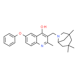 ChemSpider 2D Image | 2-Methyl-6-phenoxy-3-[(1,3,3-trimethyl-6-azabicyclo[3.2.1]oct-6-yl)methyl]-4-quinolinol | C27H32N2O2