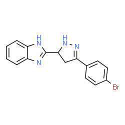 ChemSpider 2D Image | 2-[3-(4-Bromophenyl)-4,5-dihydro-1H-pyrazol-5-yl]-1H-benzimidazole | C16H13BrN4