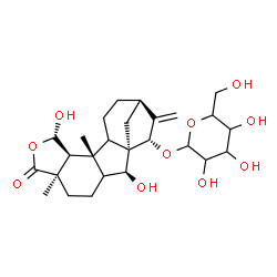 ChemSpider 2D Image | (1R,2S,6R,9S,10S,11R,15R,17S)-2,9-Dihydroxy-6,11-dimethyl-16-methylene-7-oxo-8-oxapentacyclo[13.2.1.0~1,12~.0~3,11~.0~6,10~]octadec-17-yl hexopyranoside | C26H38O10