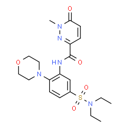 ChemSpider 2D Image | N-[5-(Diethylsulfamoyl)-2-(4-morpholinyl)phenyl]-1-methyl-6-oxo-1,6-dihydro-3-pyridazinecarboxamide | C20H27N5O5S