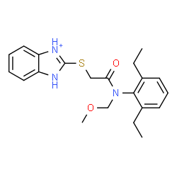 ChemSpider 2D Image | 2-({2-[(2,6-Diethylphenyl)(methoxymethyl)amino]-2-oxoethyl}sulfanyl)-1H-3,1-benzimidazol-3-ium | C21H26N3O2S