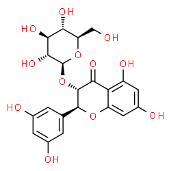 ChemSpider 2D Image | (2S,3S)-2-(3,5-Dihydroxyphenyl)-5,7-dihydroxy-4-oxo-3,4-dihydro-2H-chromen-3-yl beta-D-glucopyranoside | C21H22O12