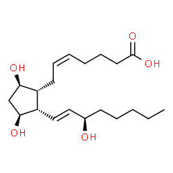 ChemSpider 2D Image | (5Z,9beta,11beta,12alpha,13E,15R)-9,11,15-Trihydroxyprosta-5,13-dien-1-oic acid | C20H34O5