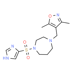 ChemSpider 2D Image | 1-[(3,5-Dimethyl-1,2-oxazol-4-yl)methyl]-4-(1H-imidazol-4-ylsulfonyl)-1,4-diazepane | C14H21N5O3S