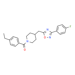 ChemSpider 2D Image | (4-Ethylphenyl)(4-{[3-(4-fluorophenyl)-1,2,4-oxadiazol-5-yl]methyl}-1-piperidinyl)methanone | C23H24FN3O2