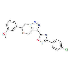ChemSpider 2D Image | 3-[3-(4-Chlorophenyl)-1,2,4-oxadiazol-5-yl]-6-(3-methoxyphenyl)-6,7-dihydro-4H-[1,2,3]triazolo[5,1-c][1,4]oxazine | C20H16ClN5O3