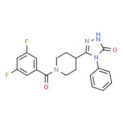 ChemSpider 2D Image | 5-[1-(3,5-Difluorobenzoyl)-4-piperidinyl]-4-phenyl-2,4-dihydro-3H-1,2,4-triazol-3-one | C20H18F2N4O2