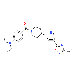 ChemSpider 2D Image | [4-(Diethylamino)phenyl]{4-[4-(3-ethyl-1,2,4-oxadiazol-5-yl)-1H-1,2,3-triazol-1-yl]-1-piperidinyl}methanone | C22H29N7O2