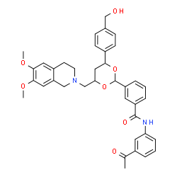 ChemSpider 2D Image | N-(3-Acetylphenyl)-3-{4-[(6,7-dimethoxy-3,4-dihydro-2(1H)-isoquinolinyl)methyl]-6-[4-(hydroxymethyl)phenyl]-1,3-dioxan-2-yl}benzamide | C38H40N2O7