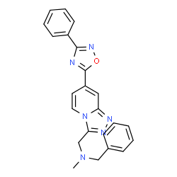 ChemSpider 2D Image | N-Methyl-1-phenyl-N-{[7-(3-phenyl-1,2,4-oxadiazol-5-yl)[1,2,4]triazolo[4,3-a]pyridin-3-yl]methyl}methanamine | C23H20N6O