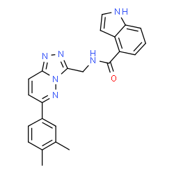 ChemSpider 2D Image | N-{[6-(3,4-Dimethylphenyl)[1,2,4]triazolo[4,3-b]pyridazin-3-yl]methyl}-1H-indole-4-carboxamide | C23H20N6O