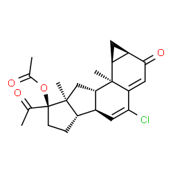 ChemSpider 2D Image | (1aR,5aR,5bS,8R,8aS,9aS,9bS,9cS)-8-Acetyl-4-chloro-8a,9b-dimethyl-2-oxo-1a,2,5a,5b,6,7,8,8a,9,9a,9b,9c-dodecahydro-1H-cyclopropa[a]pentaleno[1,2-h]naphthalen-8-yl acetate | C23H27ClO4