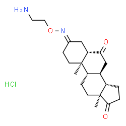 ChemSpider 2D Image | (3E,5alpha)-3-[(2-Aminoethoxy)imino]androstane-6,17-dione hydrochloride (1:1) | C21H33ClN2O3