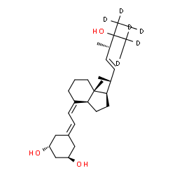 ChemSpider 2D Image | (1R,3R,7Z,17beta)-17-[(2R,3E,5S)-6-Hydroxy-5-methyl-6-(~2~H_3_)methyl(7,7,7-~2~H_3_)-3-hepten-2-yl]-9,10-secoestra-5,7-diene-1,3-diol | C27H38D6O3