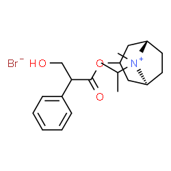 ChemSpider 2D Image | (1S,5S)-3-[(3-Hydroxy-2-phenylpropanoyl)oxy]-8-isopropyl-8-methyl-8-azoniabicyclo[3.2.1]octane bromide | C20H30BrNO3
