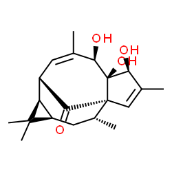 ChemSpider 2D Image | (1S,4S,5S,6R,9S,10R,12R,14R)-4,5,6-Trihydroxy-3,7,11,11,14-pentamethyltetracyclo[7.5.1.0~1,5~.0~10,12~]pentadeca-2,7-dien-15-one | C20H28O4