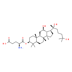 ChemSpider 2D Image | (4S)-4-Amino-5-({(3S,5R,8R,9R,10R,12R,13R,14R,17S)-17-[(2R)-2,6-dihydroxy-6-methyl-2-heptanyl]-12-hydroxy-4,4,8,10,14-pentamethylhexadecahydro-1H-cyclopenta[a]phenanthren-3-yl}oxy)-5-oxopentanoic acid
 (non-preferred name) | C35H61NO7