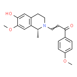 ChemSpider 2D Image | 3-[(1R)-6-Hydroxy-7-methoxy-1-methyl-3,4-dihydro-2(1H)-isoquinolinyl]-1-(4-methoxyphenyl)-2-propen-1-one | C21H23NO4
