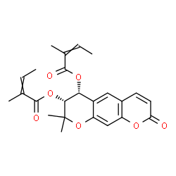 ChemSpider 2D Image | (6R,7R)-8,8-Dimethyl-2-oxo-7,8-dihydro-2H,6H-pyrano[3,2-g]chromene-6,7-diyl bis(2-methyl-2-butenoate) | C24H26O7