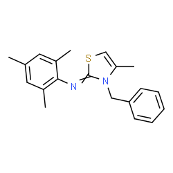 ChemSpider 2D Image | 3-Benzyl-N-mesityl-4-methyl-1,3-thiazol-2(3H)-imine | C20H22N2S