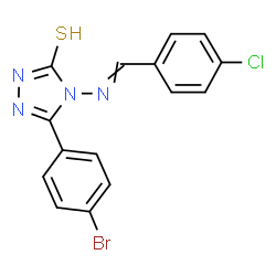 ChemSpider 2D Image | 5-(4-Bromophenyl)-4-[(4-chlorobenzylidene)amino]-4H-1,2,4-triazole-3-thiol | C15H10BrClN4S