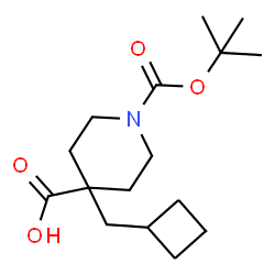ChemSpider 2D Image | 4-(Cyclobutylmethyl)-1-{[(2-methyl-2-propanyl)oxy]carbonyl}-4-piperidinecarboxylic acid | C16H27NO4