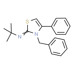 ChemSpider 2D Image | 3-Benzyl-N-(2-methyl-2-propanyl)-4-phenyl-1,3-thiazol-2(3H)-imine | C20H22N2S