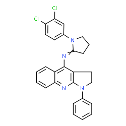 ChemSpider 2D Image | 1-(3,4-Dichlorophenyl)-N-(1-phenyl-2,3-dihydro-1H-pyrrolo[2,3-b]quinolin-4-yl)-2-pyrrolidinimine | C27H22Cl2N4