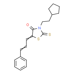 ChemSpider 2D Image | 3-(2-Cyclopentylethyl)-5-(3-phenyl-2-propen-1-ylidene)-2-thioxo-1,3-thiazolidin-4-one | C19H21NOS2